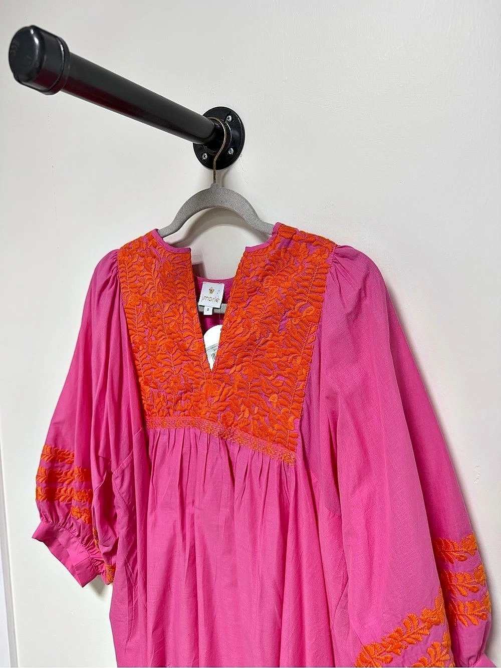 NWT J. Marie Frankie Top Pink Orange Embroidered Blouse